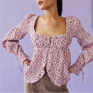 Urban Outfitters Allie Tie Sleeve Blouse